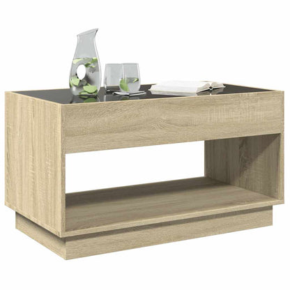 Tavolino da Salotto con LED Infinity Rovere Sonoma 90x50x50 cm