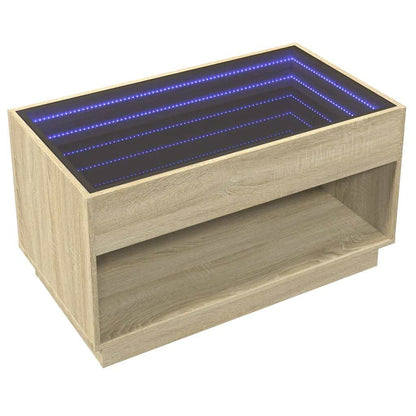Tavolino da Salotto con LED Infinity Rovere Sonoma 90x50x50 cm | homemem39