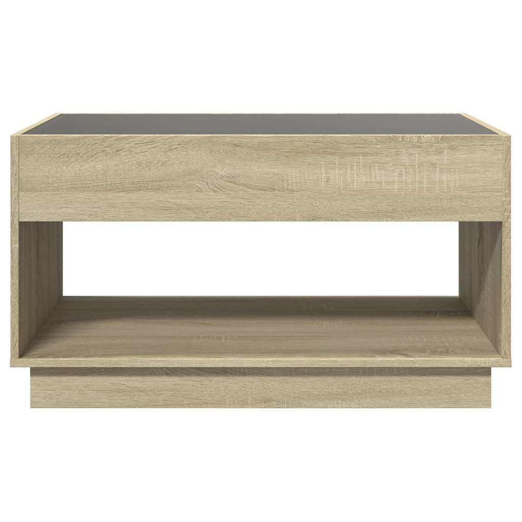 Tavolino da Salotto con LED Infinity Rovere Sonoma 90x50x50 cm