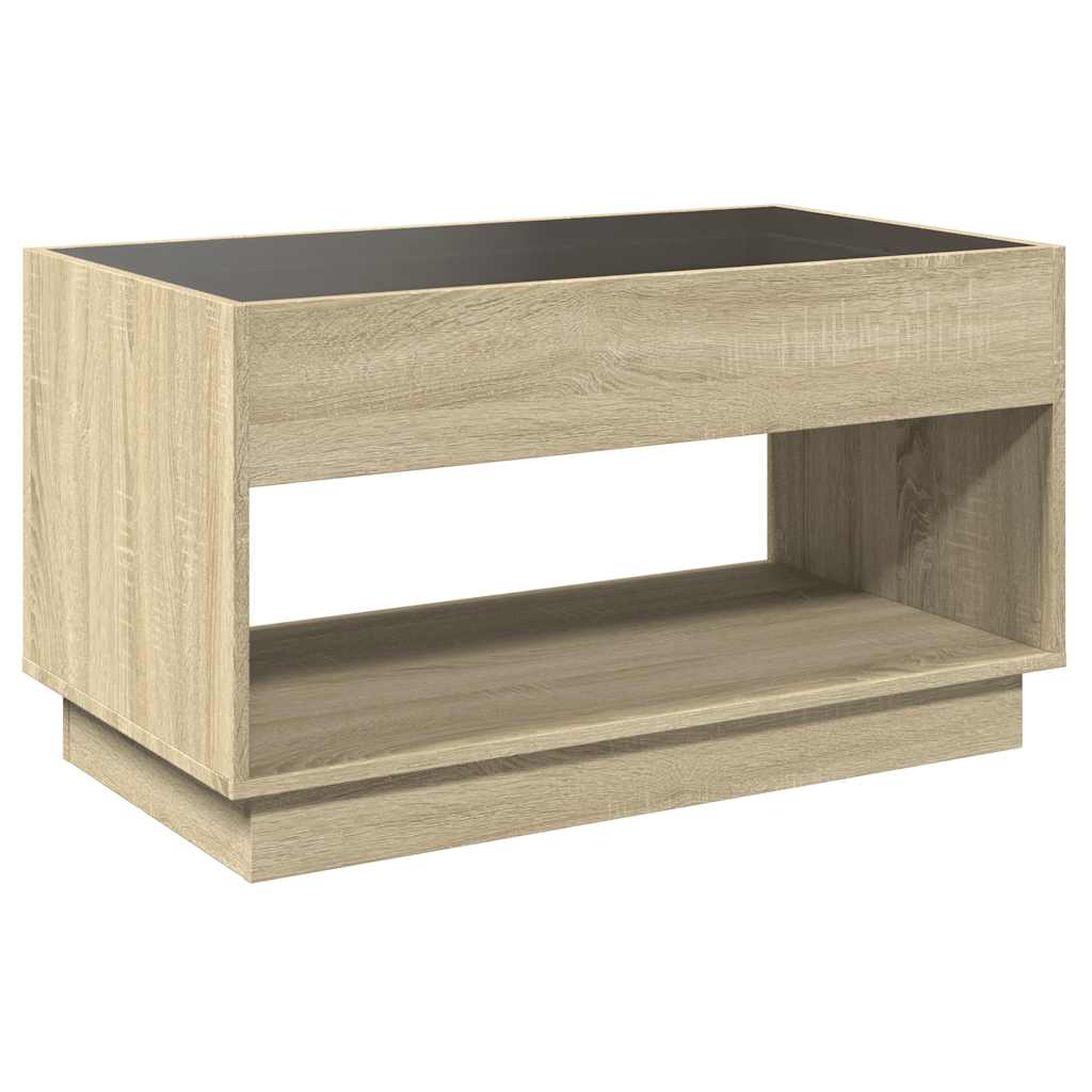 Tavolino da Salotto con LED Infinity Rovere Sonoma 90x50x50 cm