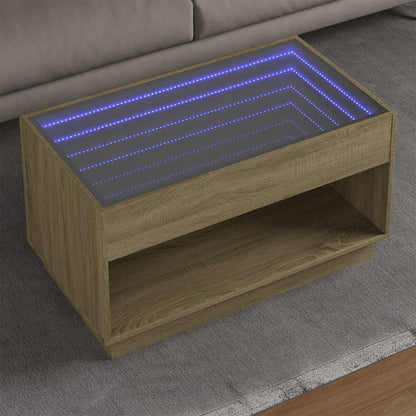 Tavolino da Salotto con LED Infinity Rovere Sonoma 90x50x50 cm | homemem39