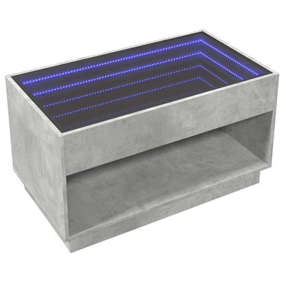 Tavolino da Salotto con LED Infinity Grigio Cemento 90x50x50 cm | homemem39