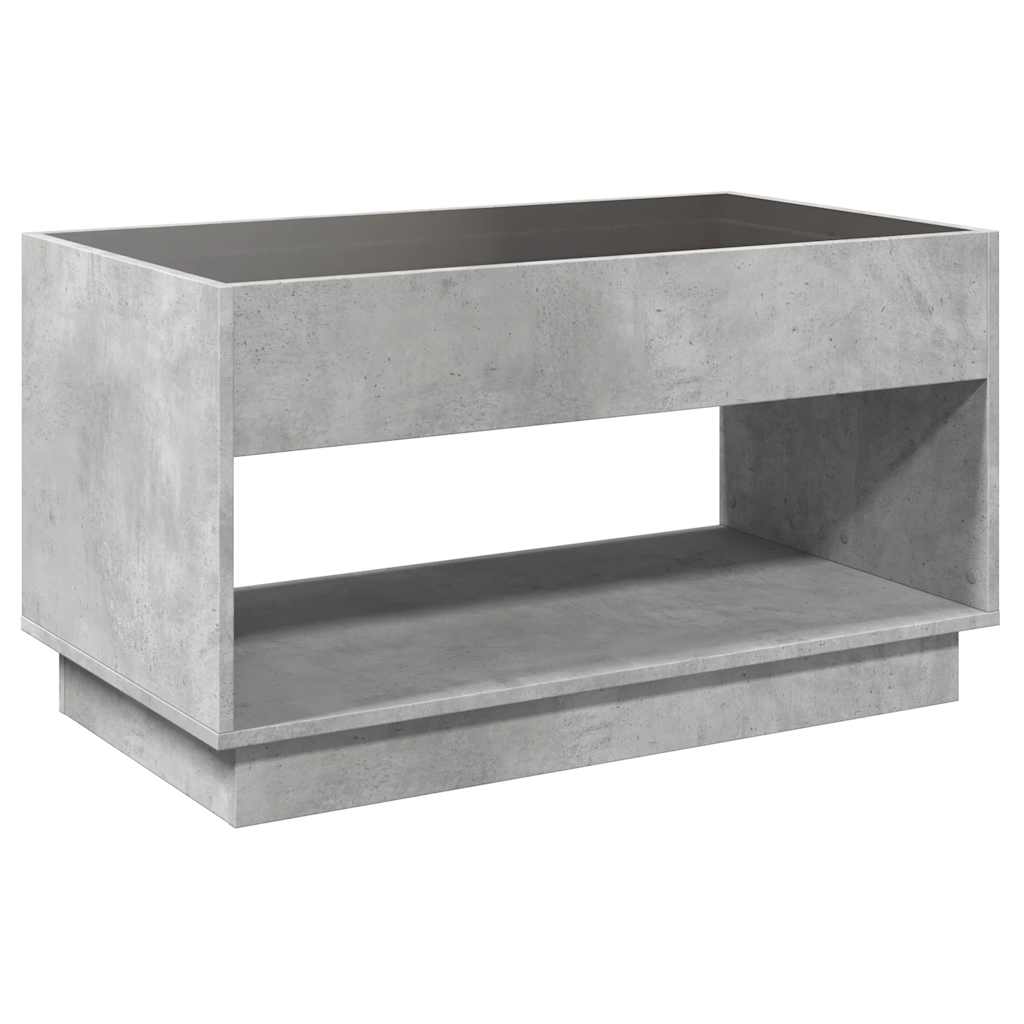 Tavolino da Salotto con LED Infinity Grigio Cemento 90x50x50 cm | homemem39