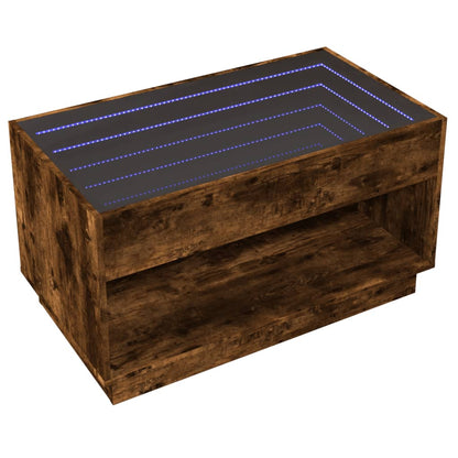 Tavolino da Salotto con LED Infinity Rovere Fumo 90x50x50 cm | homemem39