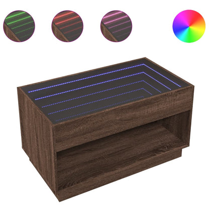 Tavolino da Salotto con LED Infinity Rovere Marrone 90x50x50 cm | homemem39