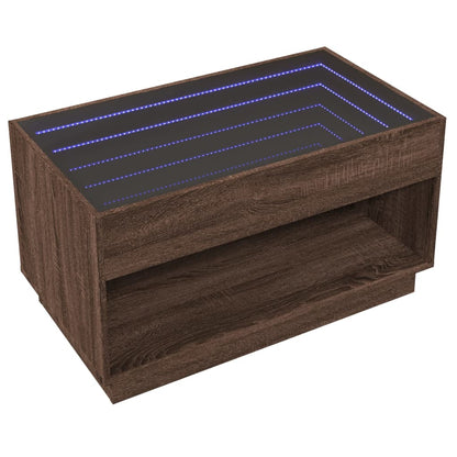 Tavolino da Salotto con LED Infinity Rovere Marrone 90x50x50 cm | homemem39