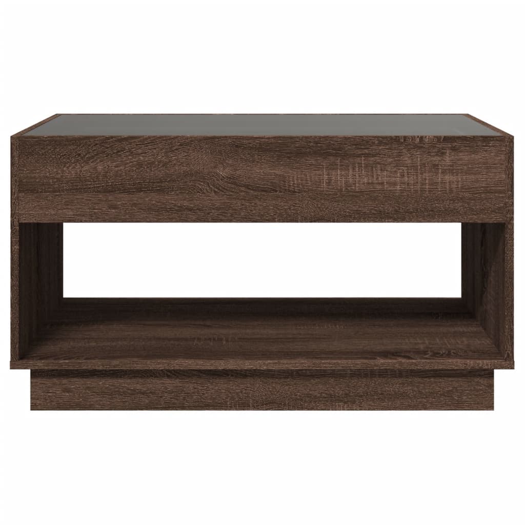 Tavolino da Salotto con LED Infinity Rovere Marrone 90x50x50 cm