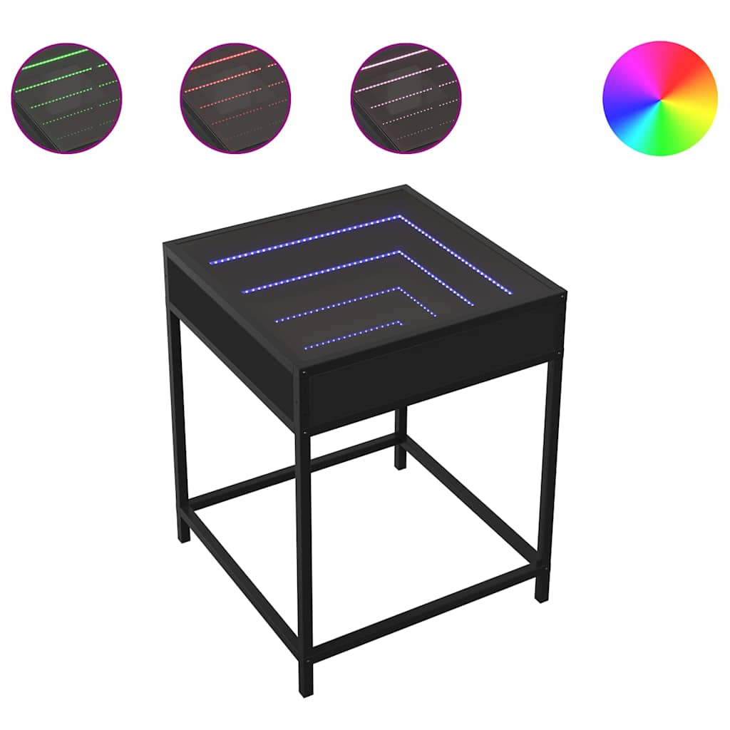 Tavolino da Salotto con LED Infinity Nero 40x40x51 cm | homemem39