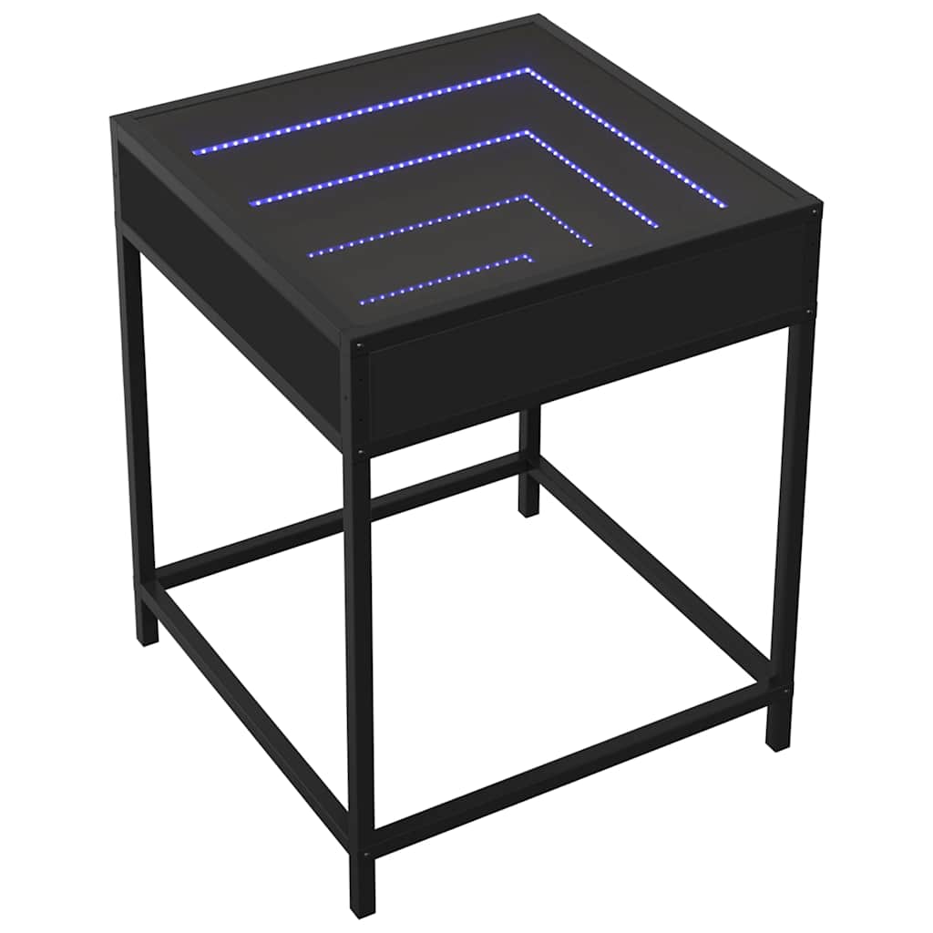 Tavolino da Salotto con LED Infinity Nero 40x40x51 cm | homemem39
