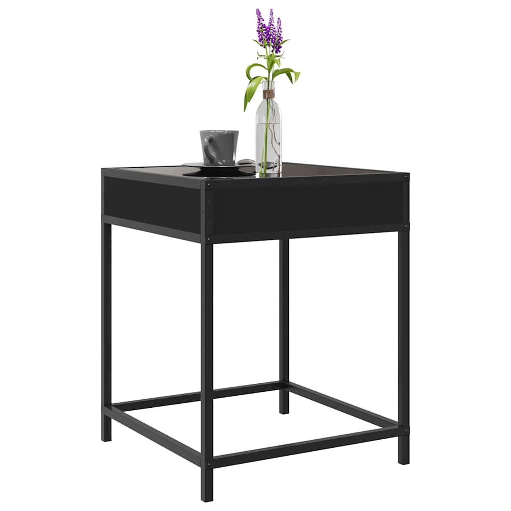 Tavolino da Salotto con LED Infinity Nero 40x40x51 cm | homemem39