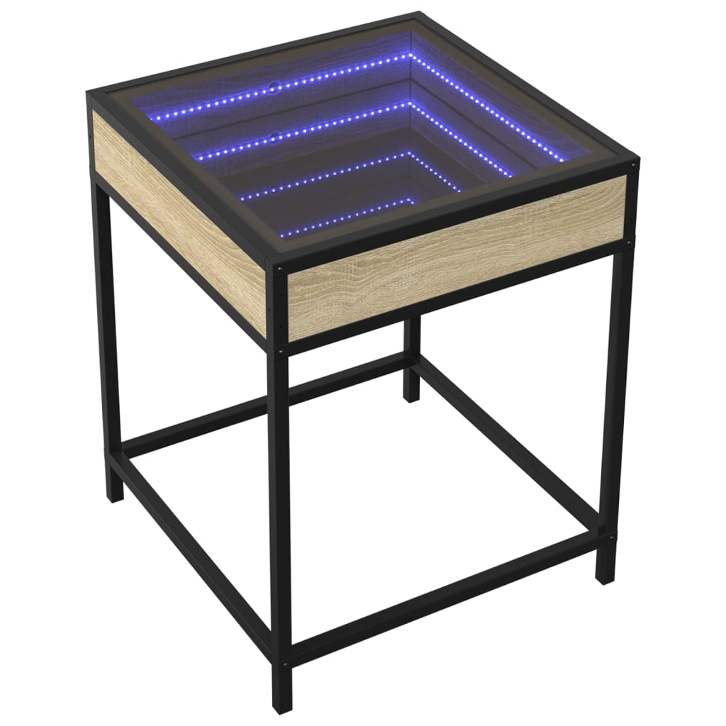 Tavolino da Salotto con LED Infinity Rovere Sonoma 40x40x51 cm | homemem39