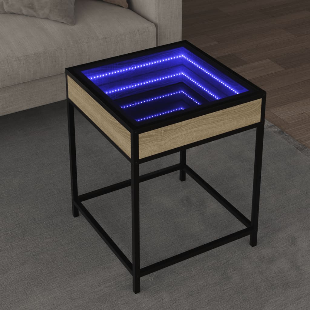 Tavolino da Salotto con LED Infinity Rovere Sonoma 40x40x51 cm | homemem39