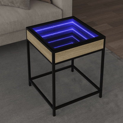 Tavolino da Salotto con LED Infinity Rovere Sonoma 40x40x51 cm
