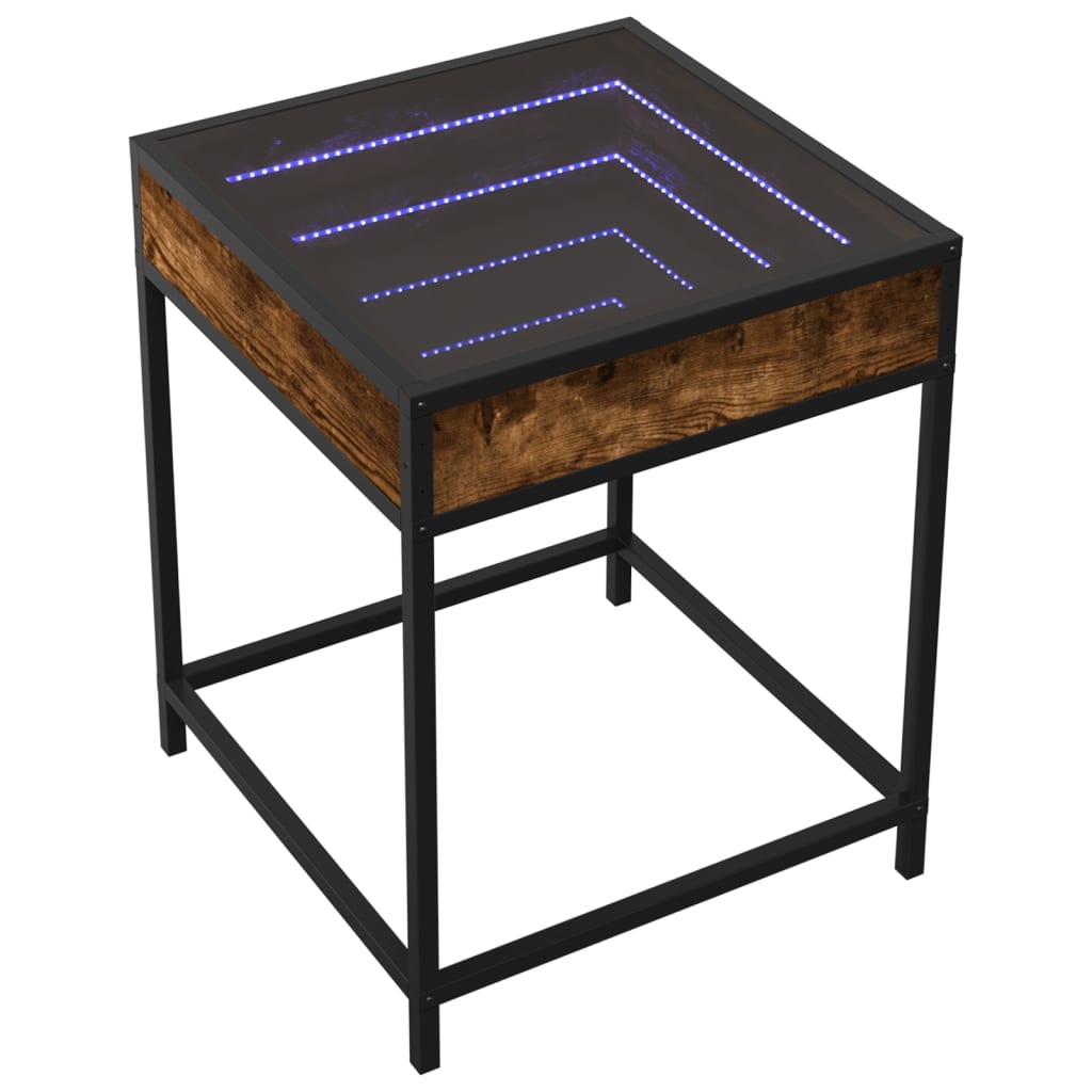 Tavolino da Salotto con LED Infinity Rovere Fumo 40x40x51 cm | homemem39