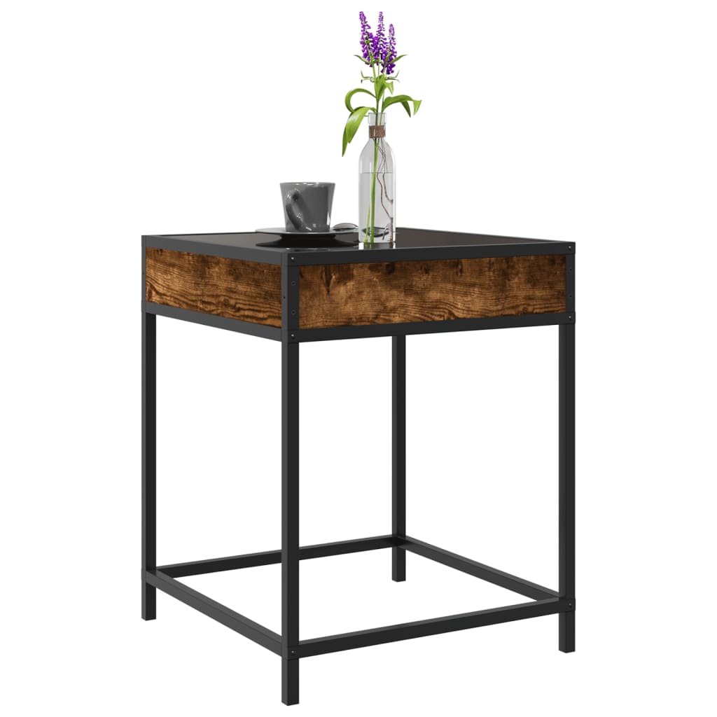 Tavolino da Salotto con LED Infinity Rovere Fumo 40x40x51 cm | homemem39
