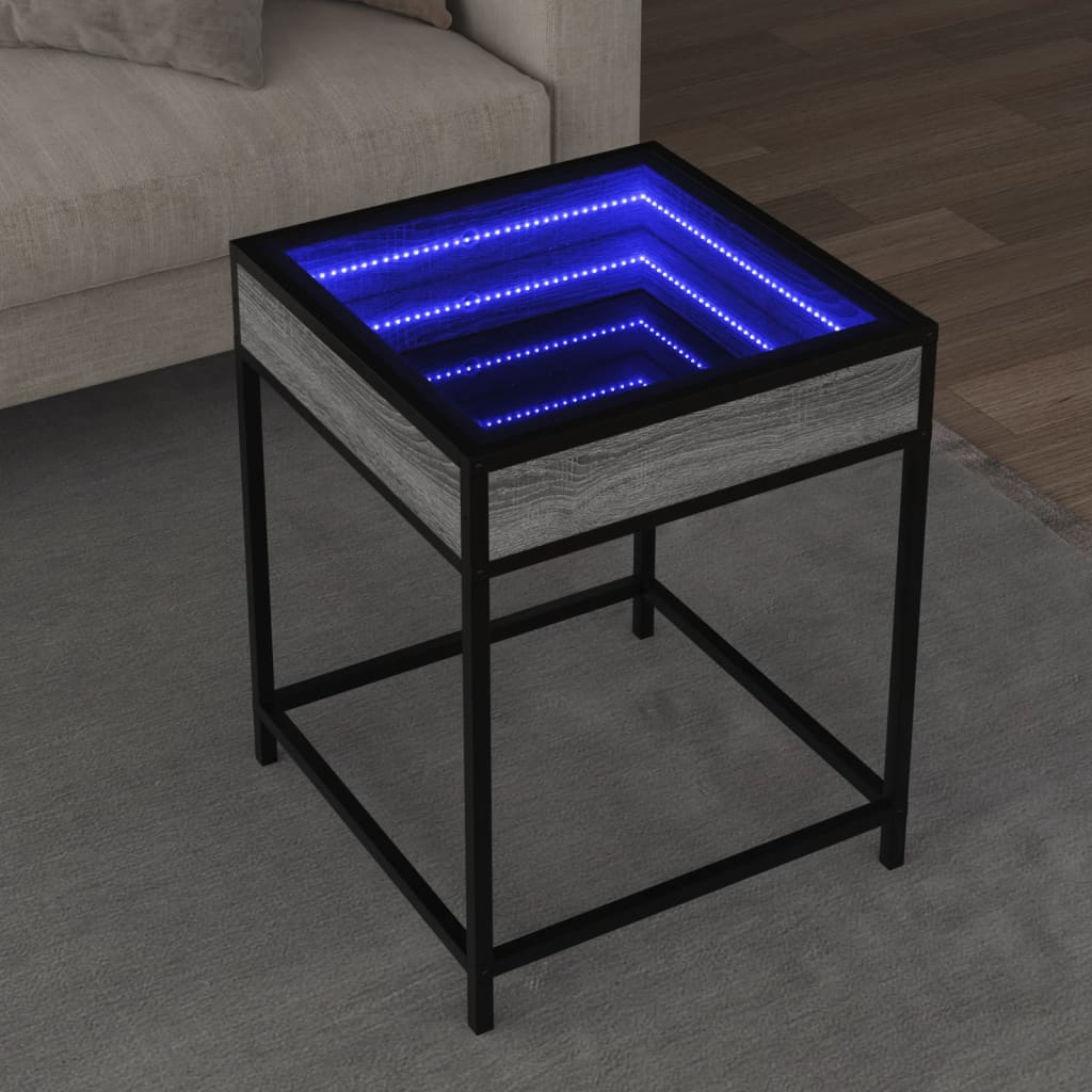 Tavolino da Salotto con LED Infinity Grigio Sonoma 40x40x51 cm | homemem39