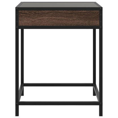 Tavolino da Salotto con LED Infinity Rovere Marrone 40x40x51 cm