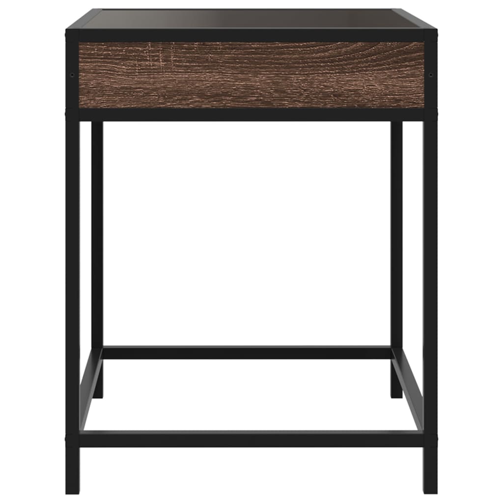 Tavolino da Salotto con LED Infinity Rovere Marrone 40x40x51 cm
