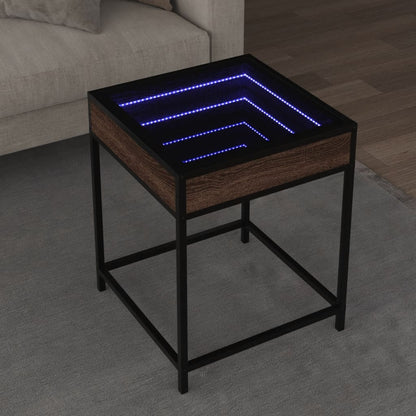 Tavolino da Salotto con LED Infinity Rovere Marrone 40x40x51 cm | homemem39