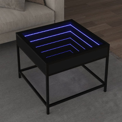 Tavolino da Salotto con LED Infinity Nero 50x50x41 cm