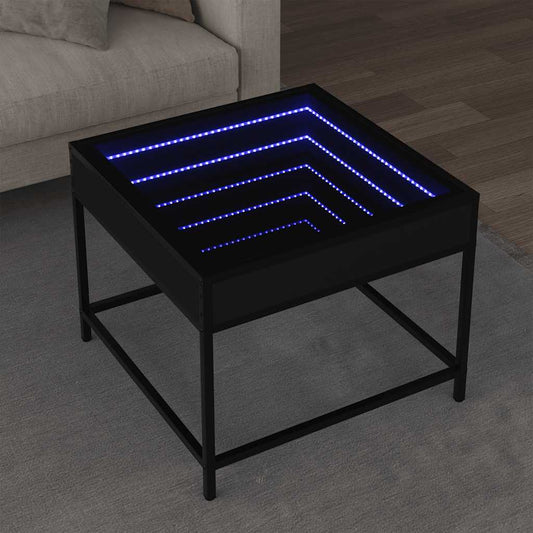 Tavolino da Salotto con LED Infinity Nero 50x50x41 cm | homemem39