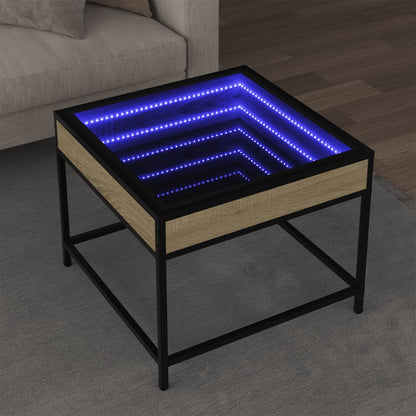 Tavolino da Salotto con LED Infinity Rovere Sonoma 50x50x41 cm