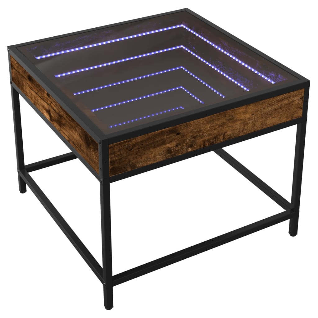 Tavolino da Salotto con LED Infinity Rovere Fumo 50x50x41 cm | homemem39