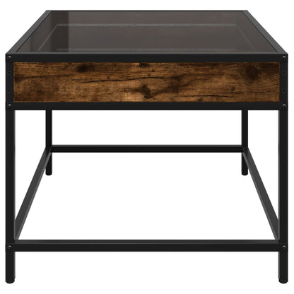Tavolino da Salotto con LED Infinity Rovere Fumo 50x50x41 cm | homemem39