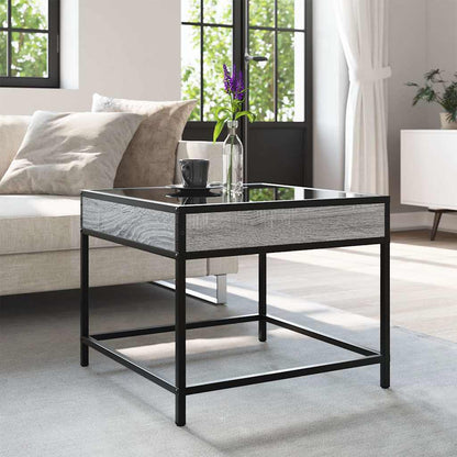 Tavolino da Salotto con LED Infinity Grigio Sonoma 50x50x41 cm