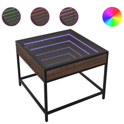 Tavolino da Salotto con LED Infinity Rovere Marrone 50x50x41 cm