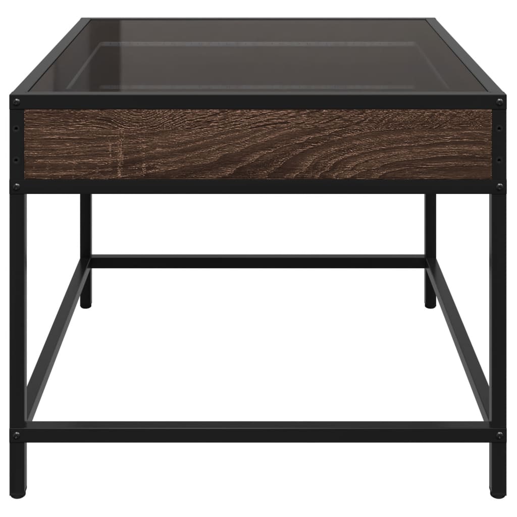 Tavolino da Salotto con LED Infinity Rovere Marrone 50x50x41 cm