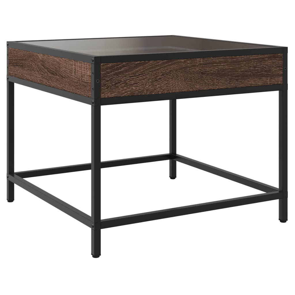 Tavolino da Salotto con LED Infinity Rovere Marrone 50x50x41 cm | homemem39
