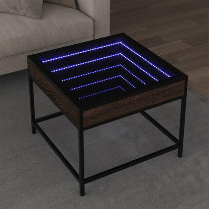 Tavolino da Salotto con LED Infinity Rovere Marrone 50x50x41 cm | homemem39