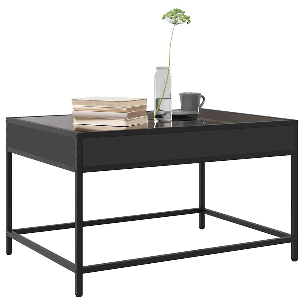 Tavolino da Salotto con LED Infinity Nero 70x50x41 cm | homemem39