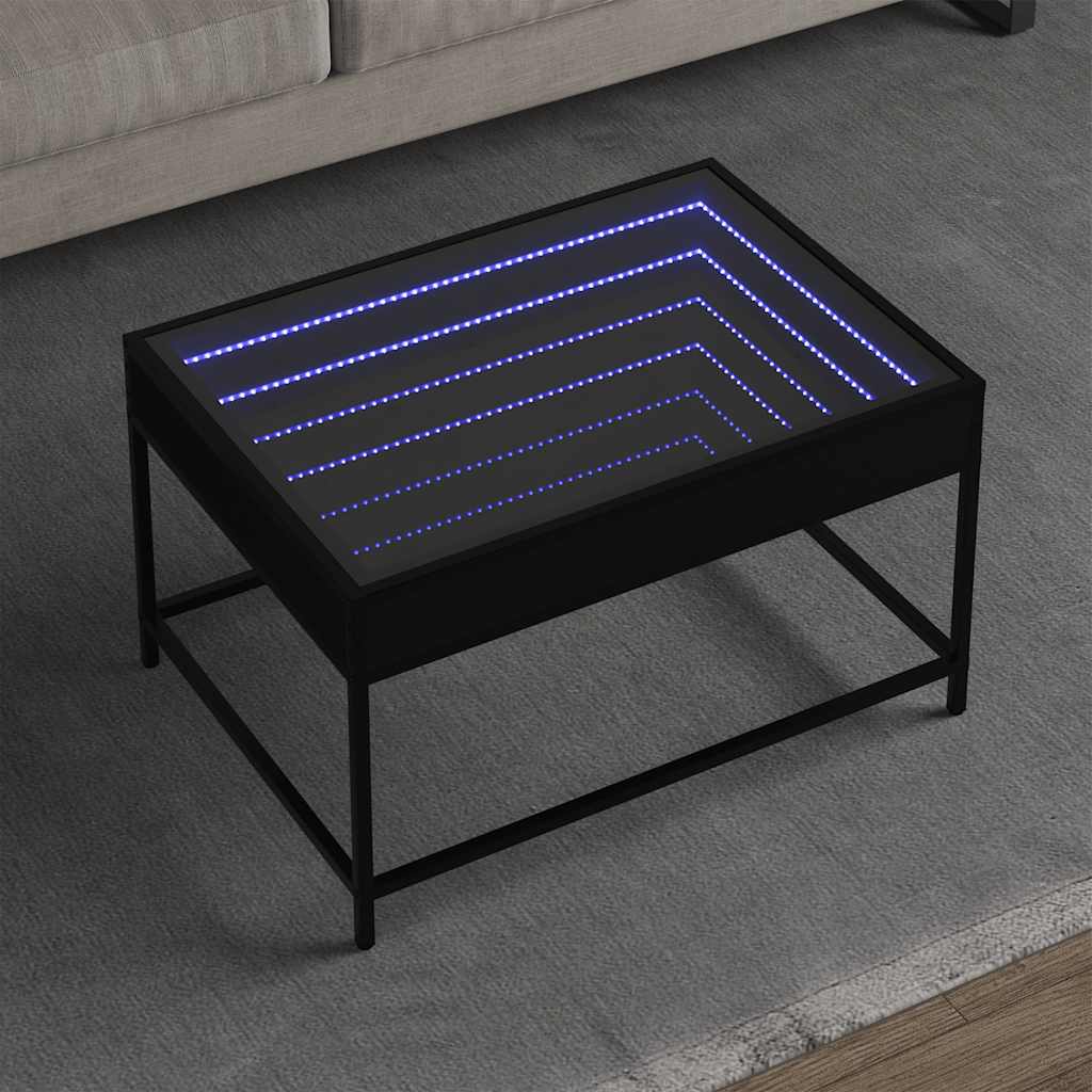 Tavolino da Salotto con LED Infinity Nero 70x50x41 cm | homemem39