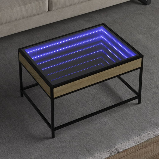 Tavolino da Salotto con LED Infinity Rovere Sonoma 70x50x41 cm | homemem39