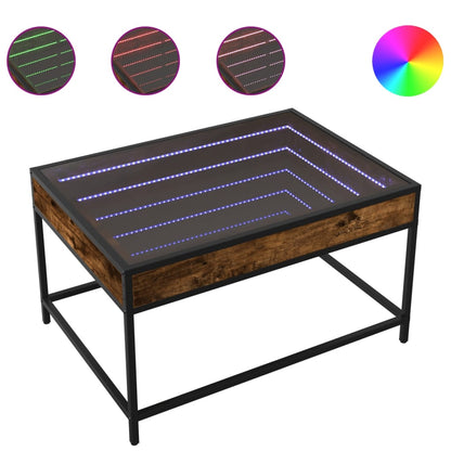 Tavolino da Salotto con LED Infinity Rovere Fumo 70x50x41 cm | homemem39