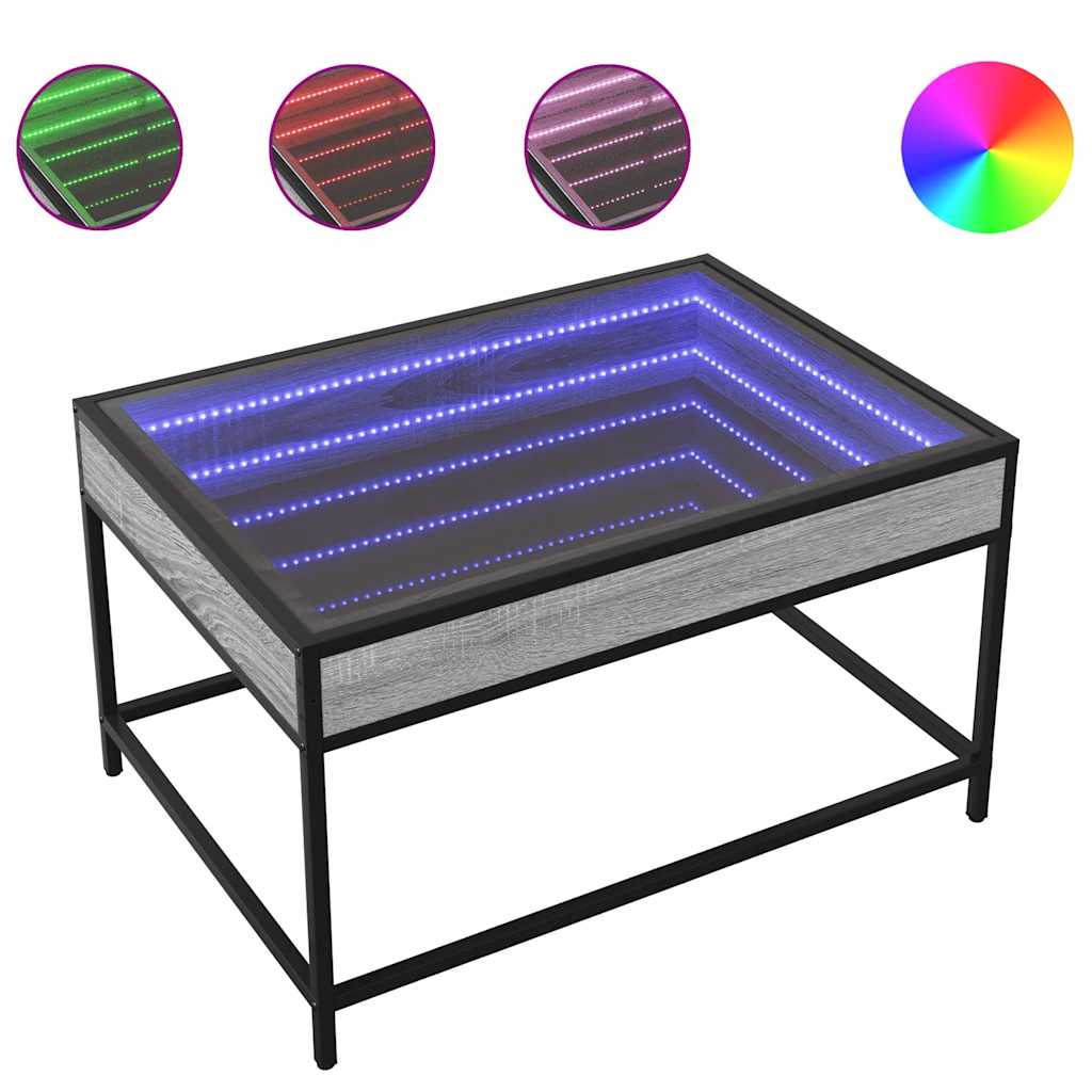 Tavolino da Salotto con LED Infinity Grigio Sonoma 70x50x41 cm | homemem39