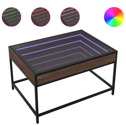 Tavolino da Salotto con LED Infinity Rovere Marrone 70x50x41 cm