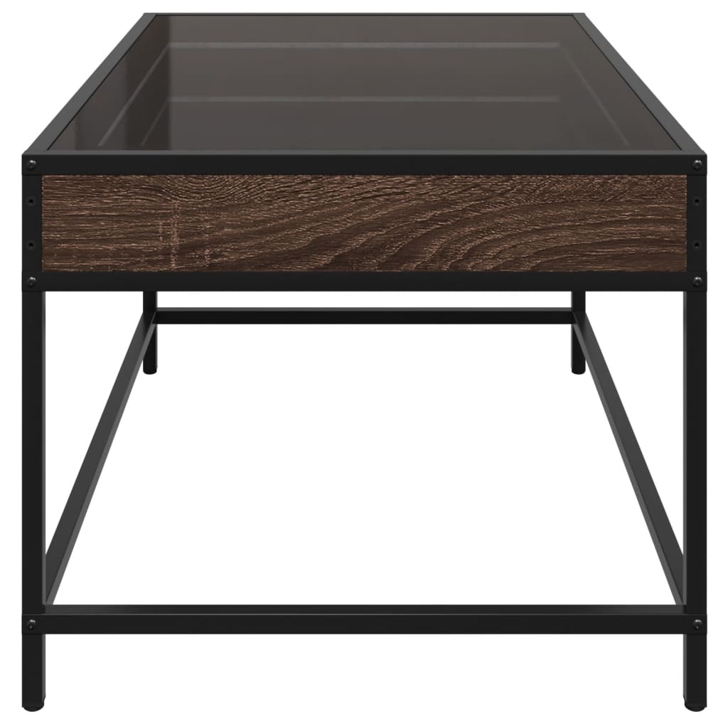 Tavolino da Salotto con LED Infinity Rovere Marrone 70x50x41 cm