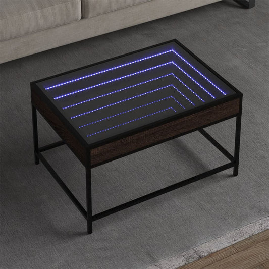 Tavolino da Salotto con LED Infinity Rovere Marrone 70x50x41 cm | homemem39