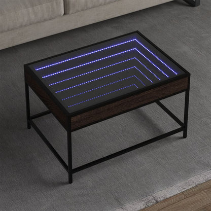 Tavolino da Salotto con LED Infinity Rovere Marrone 70x50x41 cm