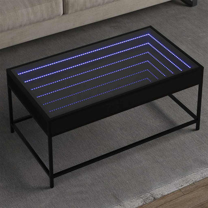 Tavolino da Salotto con LED Infinity Nero 90x50x41 cm | homemem39