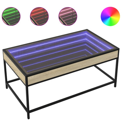 Tavolino da Salotto con LED Infinity Rovere Sonoma 90x50x41 cm | homemem39