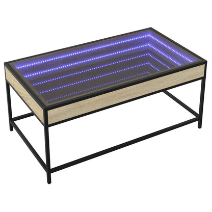 Tavolino da Salotto con LED Infinity Rovere Sonoma 90x50x41 cm | homemem39