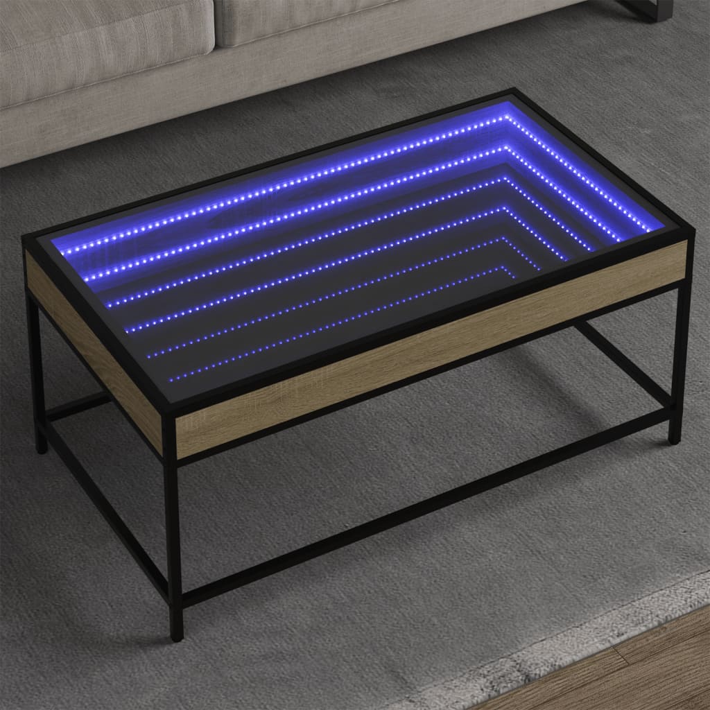 Tavolino da Salotto con LED Infinity Rovere Sonoma 90x50x41 cm | homemem39