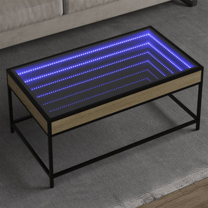 Tavolino da Salotto con LED Infinity Rovere Sonoma 90x50x41 cm | homemem39