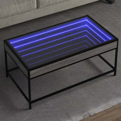 Tavolino da Salotto con LED Infinity Grigio Sonoma 90x50x41 cm | homemem39