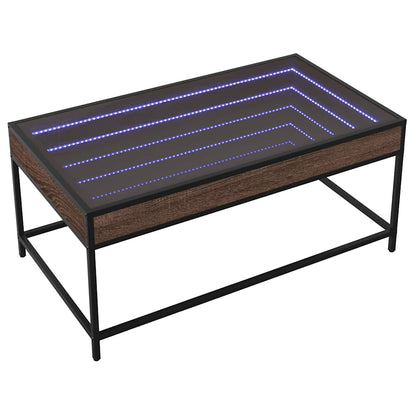 Tavolino da Salotto con LED Infinity Rovere Marrone 90x50x41 cm | homemem39