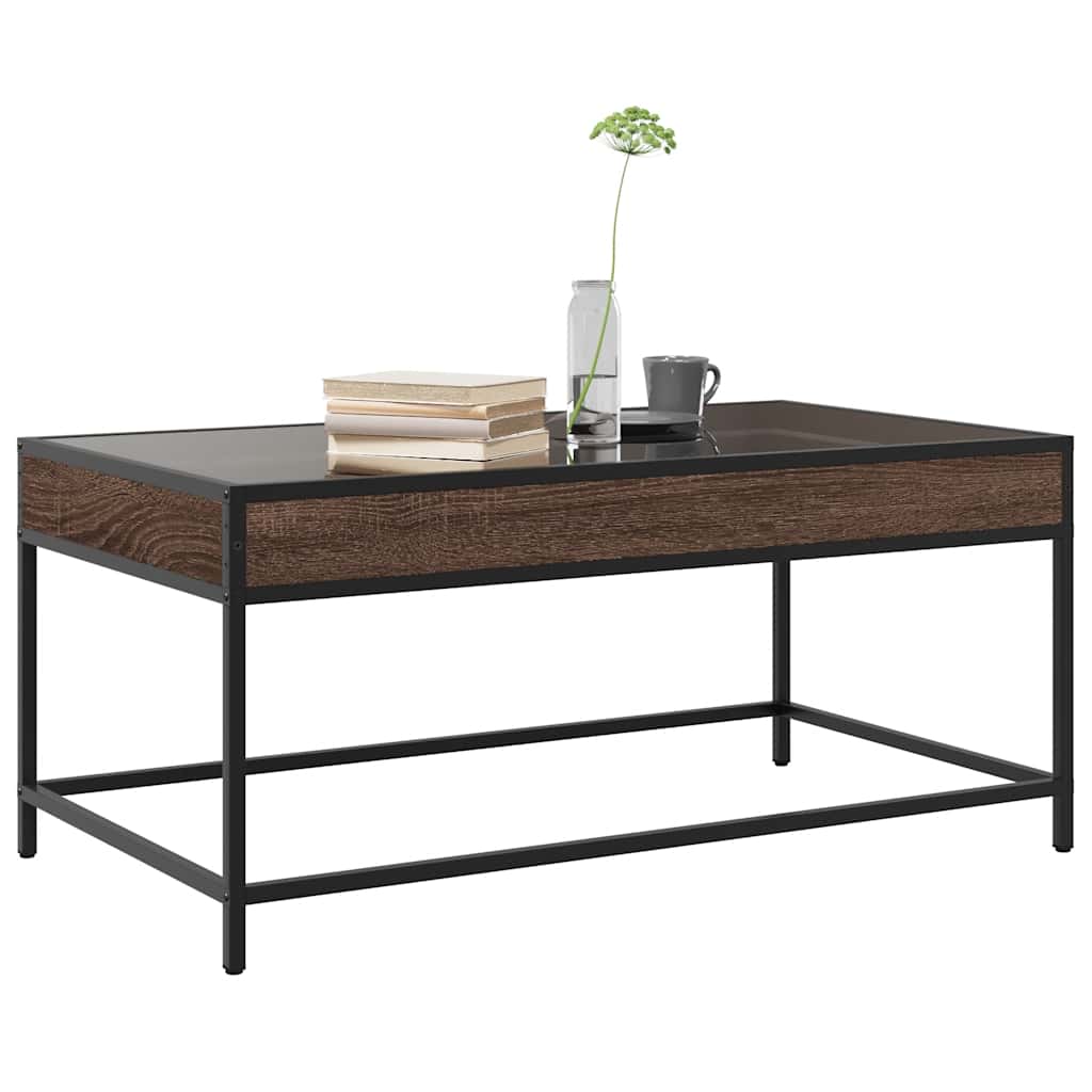 Tavolino da Salotto con LED Infinity Rovere Marrone 90x50x41 cm | homemem39